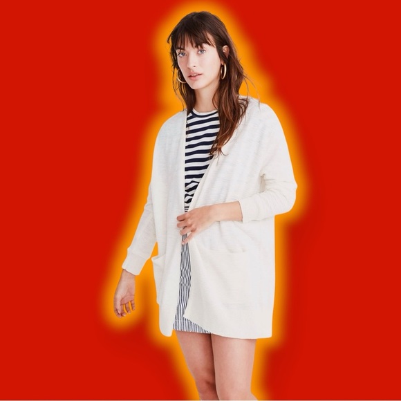 Madewell ‘Summer Ryder Cardigan Sweater in Stripe’ in “Pearl Ivory” Size Small - Picture 1 of 16